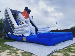 Commercial Titanic Inflatable Water Slide Inflatable Pool Blow Up Double Water Slide