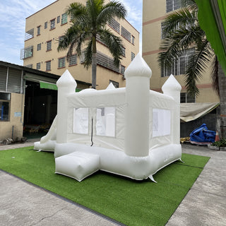 White Bounce Castle Combo Bouncer House Jumper Bouncy , Inflatable Jumping Castle Combo Slide - Inflatable-Zone