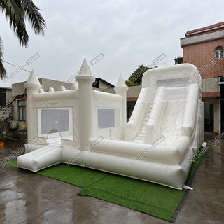 White Custom Inflatable Wedding Bounce Castle White Bounce House Castle - Inflatable-Zone