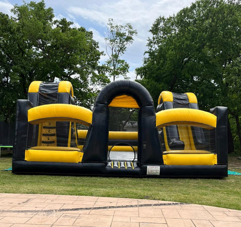 Yellow Bee Style Inflatable Bounce House, Commercial Bouncy Castle With Double Slide Combo