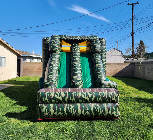 Inflatable Camouflage Bounce House With Slide For Kids, Outdoor Bounce Castle For Event