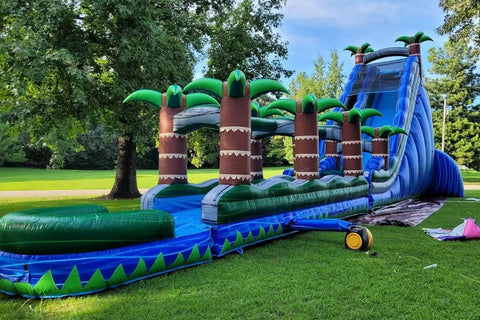 Commercial Tropical Waterslide Large Inflatable Slip And Slide Big Bounce Water Slide For Yard
