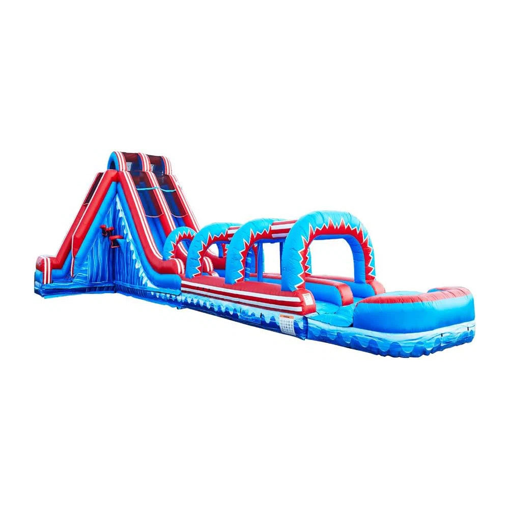 Flash Dual Lane Water Slide And Slip And Slide Inflatable Water Jumping Castle For Kids And Adults