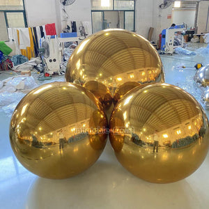 Giant Inflatable Mirror Ball Decoration Huge Disco Ball Gold Balloon In Club In Show