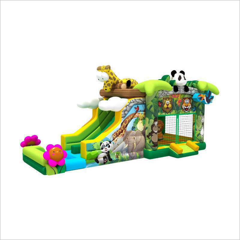 Animal World Theme 8.5X4X4.8M Inflatable Jump House With Slide
