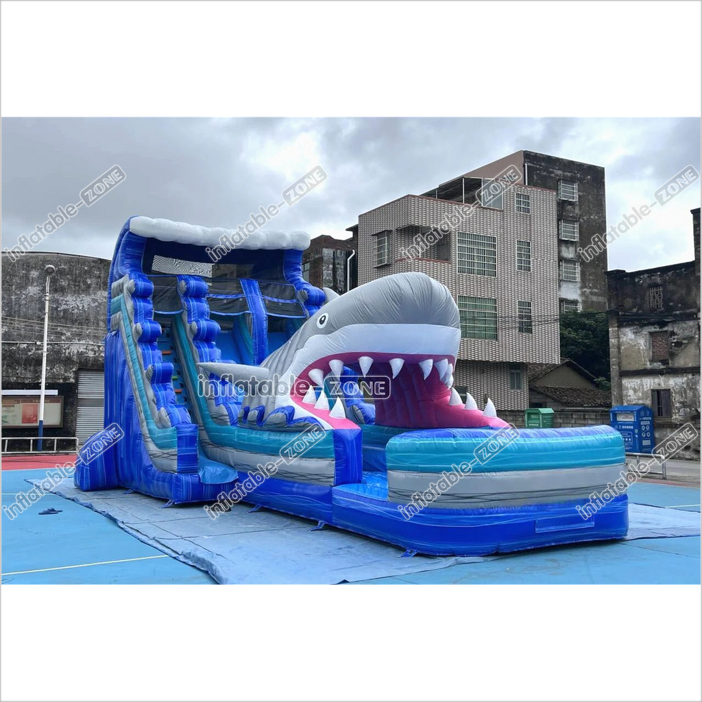 Best Outdoor Inflatable Shark Bouncy Waterslides Giant Inflatable Dual ...