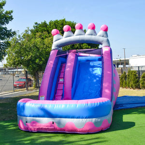 Princess Tiara Commercial Backyard Bouncers And Party Grade Crown Inflatable Water Slide With Pool