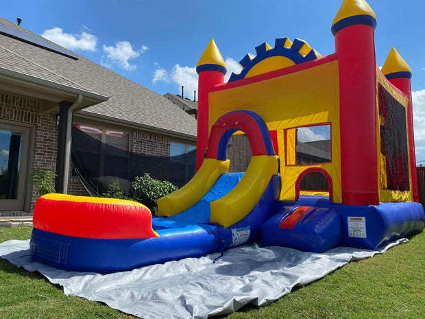 Commercial Vinyl Bounce House For Kids, PVC Bounce Castle With Slide And Ball Pit