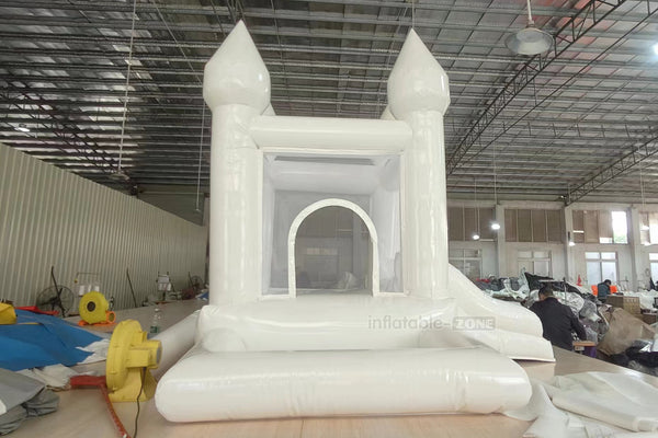 Commercial Indoor Jumping Castle White Mini Inflatable Bounce House With Slide For Kids Party Soft Play