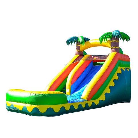Big Inflatable Moonwalk Water Slide Bouncy And Fun Party Tropical Waterslide For Pool
