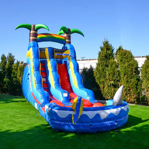 Ocean Shark Commercial Grade Water Slide With Pool Bounce Near Me Inflatables And Fun