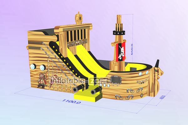 Commercial Outdoor Playground Giant Inflatable Bouncer Pirate Ship Jumping Bouncy Obstacle Inflatable Slide