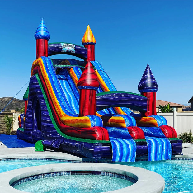 Inflatable bouncer with water slide for water park, commercial inflatable water slide