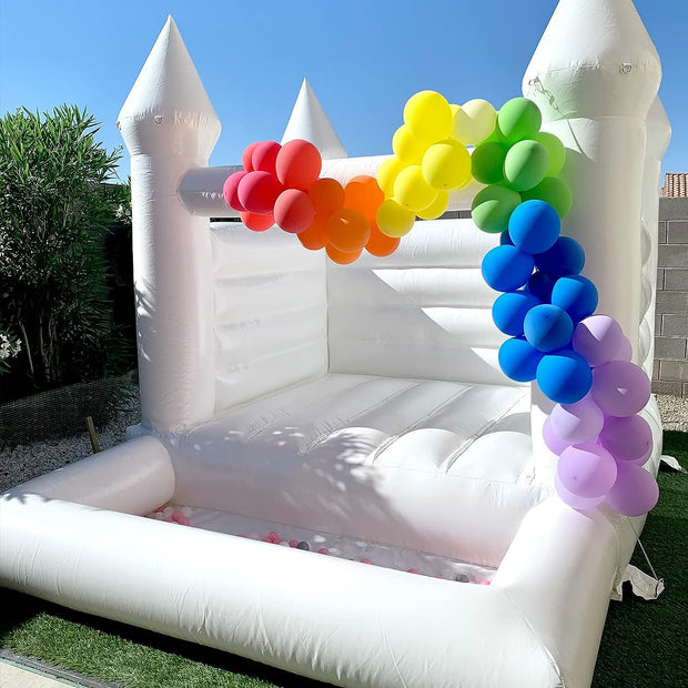White Bounce House with Ball Pit Commercial Grade All PVC Bouncy House Castle for Kids Birthday