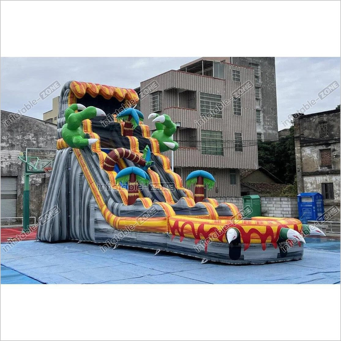 Big Inflatable Pontoon Blow Up Water Slide Big Inflatable Pontoon Slides A Bounce House Play ...