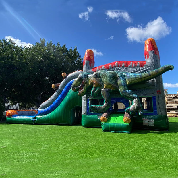 Dinosaur Inflatable Water Slide Bounce House Combo With Portable Pool