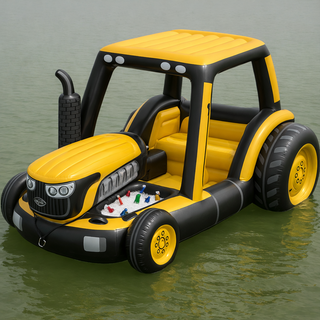 Bold Yellow Inflatable Tractor Float Group Relaxation And Fun Inflatable Tractor Lake Float For Sunny Days
