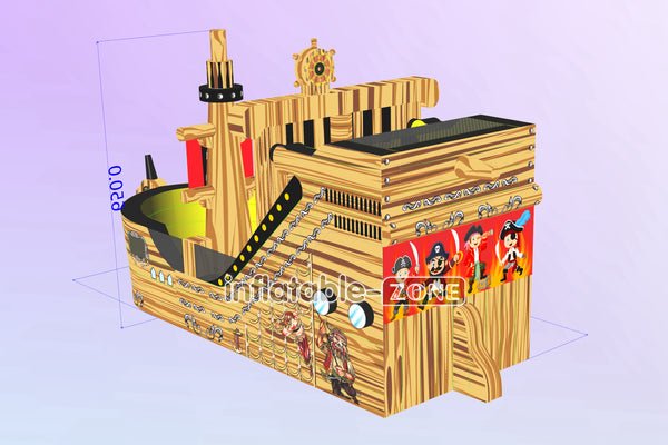 Commercial Outdoor Playground Giant Inflatable Bouncer Pirate Ship Jumping Bouncy Obstacle Inflatable Slide