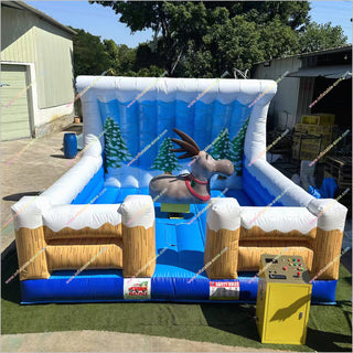 Christmas Elk Funny Outdoor Playground Bull Rides Inflatable Mechanical Bullfighting Machine Mechanical Reindeer Rental - Inflatable-Zone