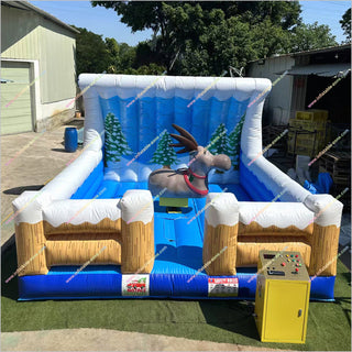 Christmas Elk Funny Outdoor Playground Bull Rides Inflatable Mechanical Bullfighting Machine Mechanical Reindeer Rental - Inflatable-Zone