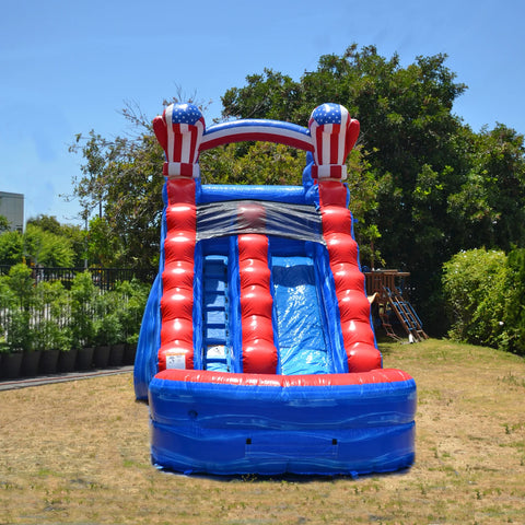 Backyard Splash Water Slide Inflatable Red White And Blue Waterslide For Above Ground Pool
