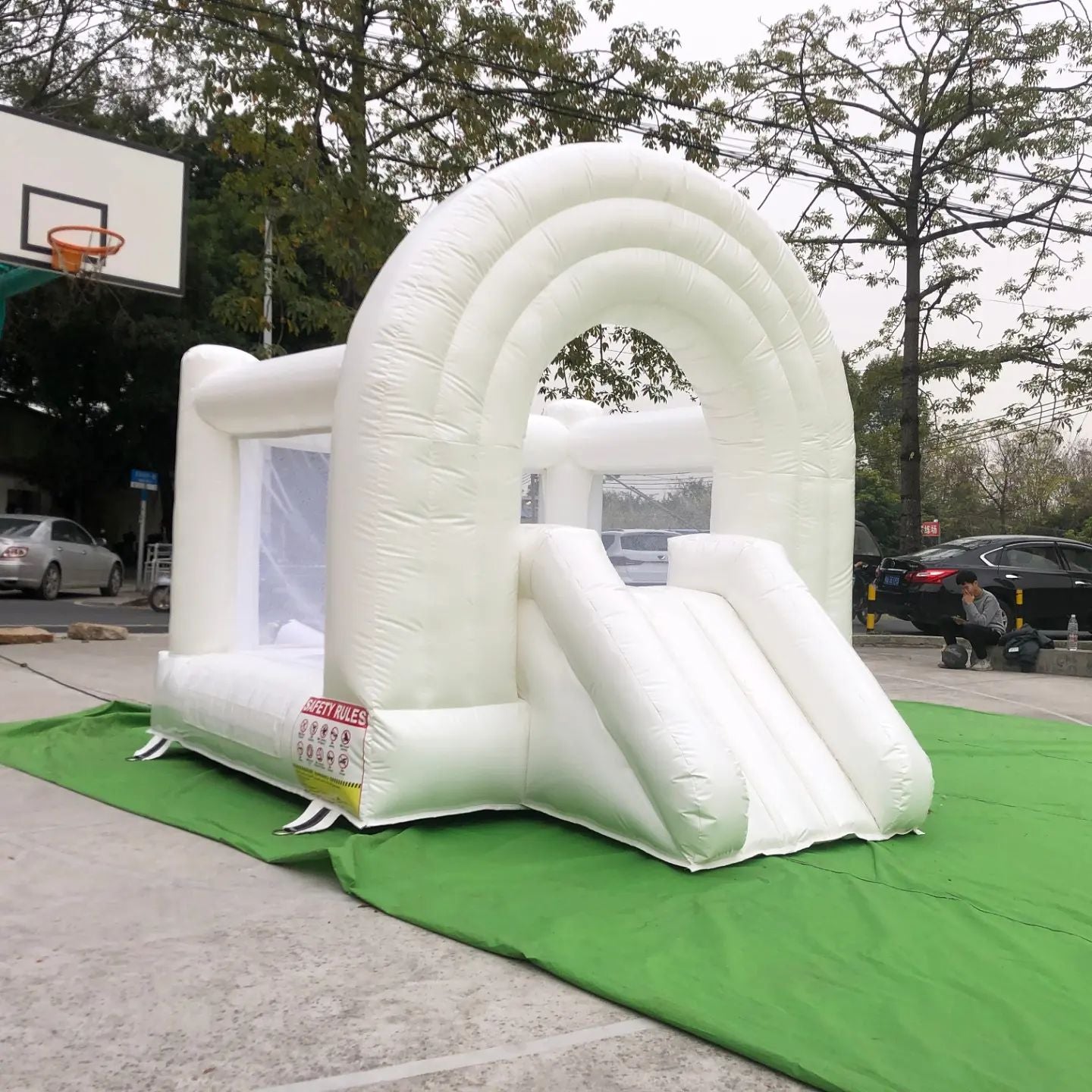 Hot Sell Inflatable White Bounce House For Kids, Commercial Bounce Castle With Slide