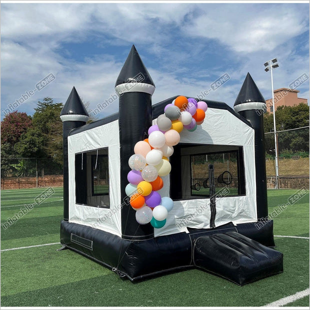 Black kids inflatable bounce house, hot sell bounce house with slide for party events