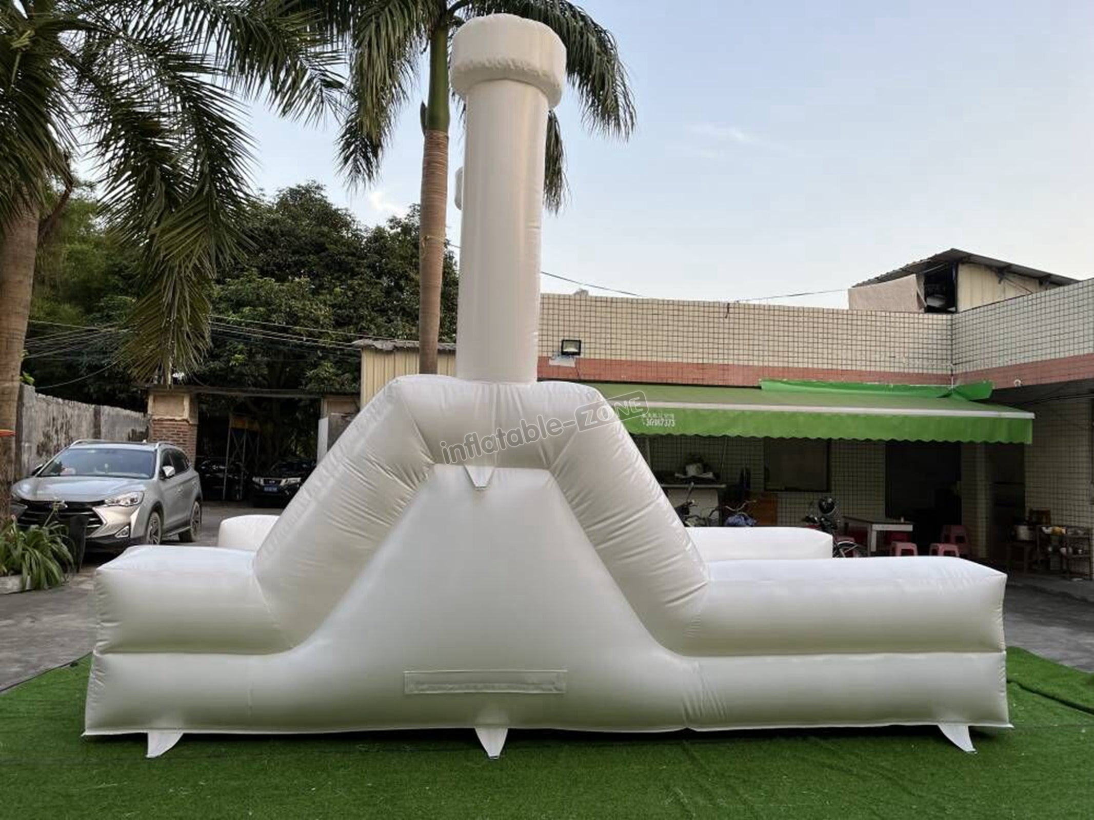 Inflatable White Bounce House With Slide Castle Wedding Jumping Castle