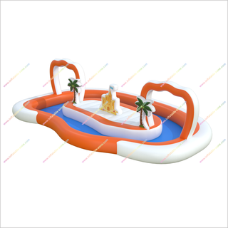 Above Ground Lazy River Pool Tropical Island Inflatable Swimming Pool Lazy River Inflatable Outdoor Water Play
