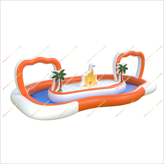 Above Ground Lazy River Pool Tropical Island Inflatable Swimming Pool Lazy River Inflatable Outdoor Water Play