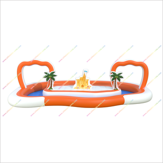Above Ground Lazy River Pool Tropical Island Inflatable Swimming Pool Lazy River Inflatable Outdoor Water Play