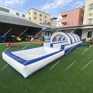 Make a splash with our Adult Inflatable Water Slide! Featuring a double lane slip and slide design with a refreshing pool at the end, it's perfect for parties and events. Easy to set up, fun to ride, and ideal for summer rentals near you. Beat the heat with this blow-up water slide!