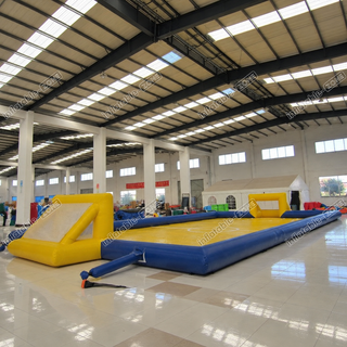 Kick off the fun with our Amusement Park Inflatable Soccer Playground! Featuring a bright, colorful design, this giant inflatable football pitch is perfect for adults and enthusiasts alike. Gather your team, score goals, and enjoy hours of thrilling soccer action. Let the games begin!