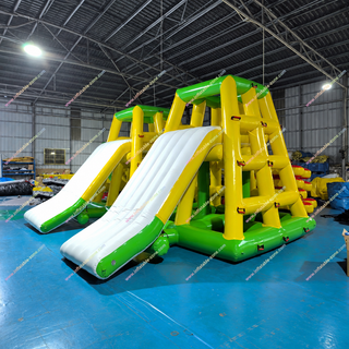 Enjoy endless fun and fitness with the Aqua Park Game Inflatable! This floating water slide and climbing tower set are perfect for all ages, offering a thrilling adventure in lakes or pools. Durable and easy to set up, it's your go-to inflatable for hours of water play and excitement!