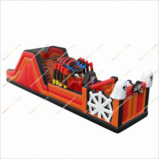 Halloween Ghosts And Vampires Adults Assault Course Inflatable Creepy Spiders Bouncy Castle Hire Obstacle Course
