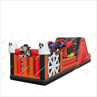 Halloween Ghosts And Vampires Adults Assault Course Inflatable Creepy Spiders Bouncy Castle Hire Obstacle Course