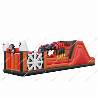 Halloween Ghosts And Vampires Adults Assault Course Inflatable Creepy Spiders Bouncy Castle Hire Obstacle Course