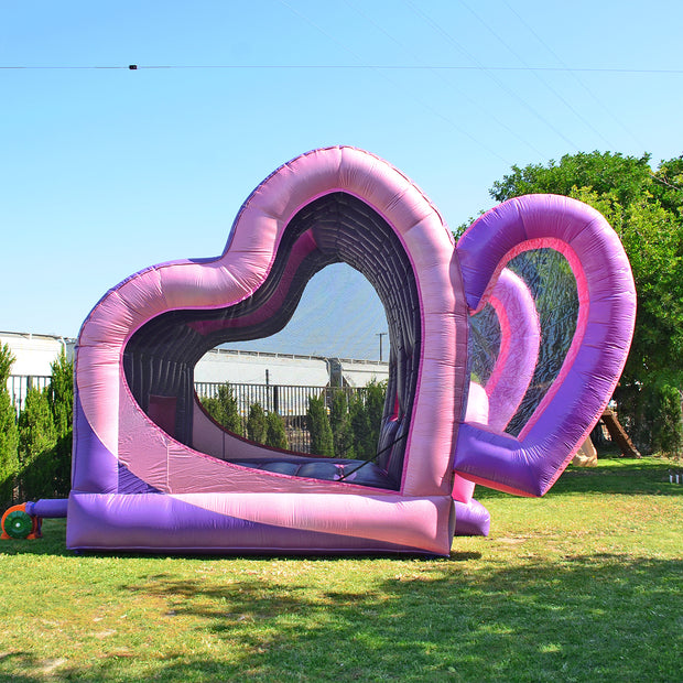 Pink Bouncy Castle Combo Heart Shape Inflatable Party Wedding Jumping Bounce House