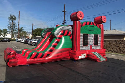 Happy hop castle bouncer with slide and hoop large inflatable bounce house combo