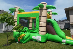 Tropical Island Bounce House Castle Combo Palm Beach Party Giant Inflatable Slide Bouncer