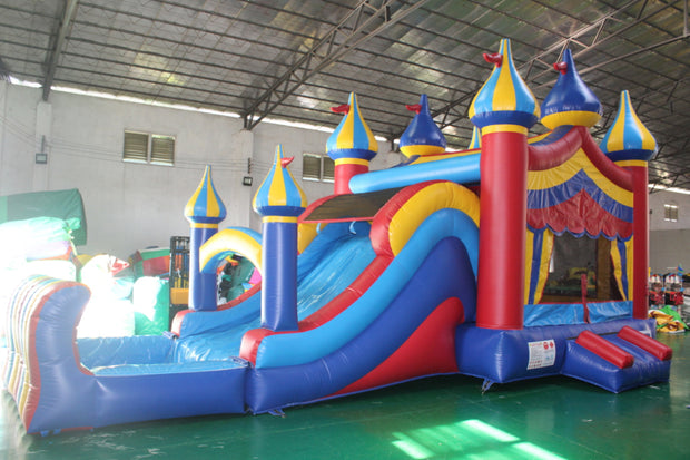 Circus Bounce House Wet Dry Combo Commercial Inflatable Slide Big Bouncy Castle Fun Jump