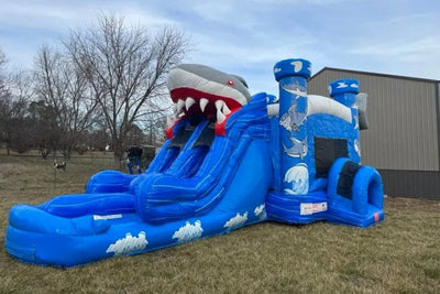 Shark bouncy castle 5 in 1 combo bounce house outsunny water inflatable slide jump n play party