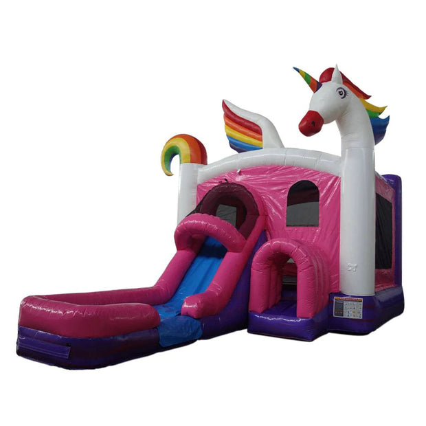 Bounce 4 In 1 Unicorn Combo Wet Dry Bouncy House With Slide Inflatable Jumping Castle