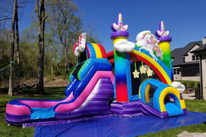 Rainbow Bounce House Unicorn Combo Wet Dry Inflatable Jumping Castle Fun Party For Adults