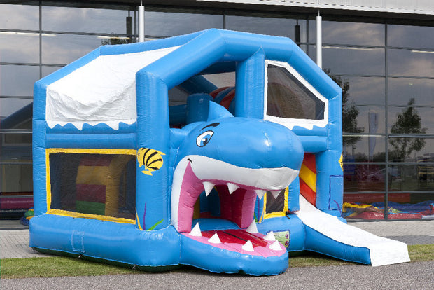 Blue Bounce House Shark Inflatable Jumping Castle Best Commercial Slides Combo Bouncing For Fun