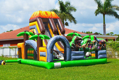 Dinosaur bounce house slide combo jumping castle obstacle course play yard inflatable bouncer