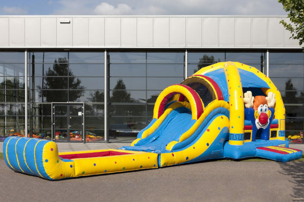 Super Bounce House Business Jump And Play Party Clown Inflatable Bouncy Castle With Slide