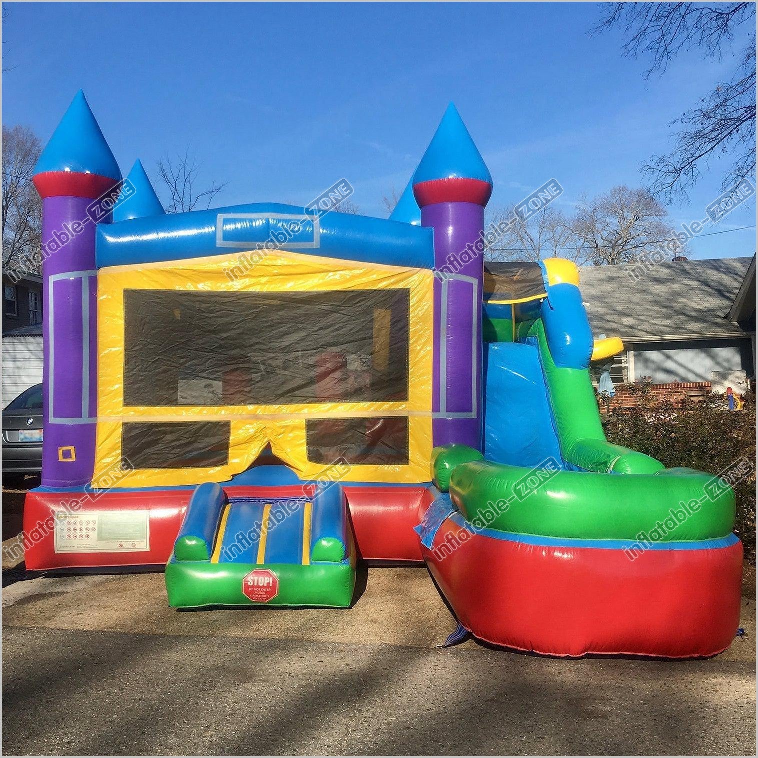 Castle Combo Bounce House Wet Dry Bouncer Rainbow Jumping Party Blow Up ...