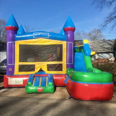 Castle combo bounce house wet dry bouncer rainbow jumping party blow up slip and slide