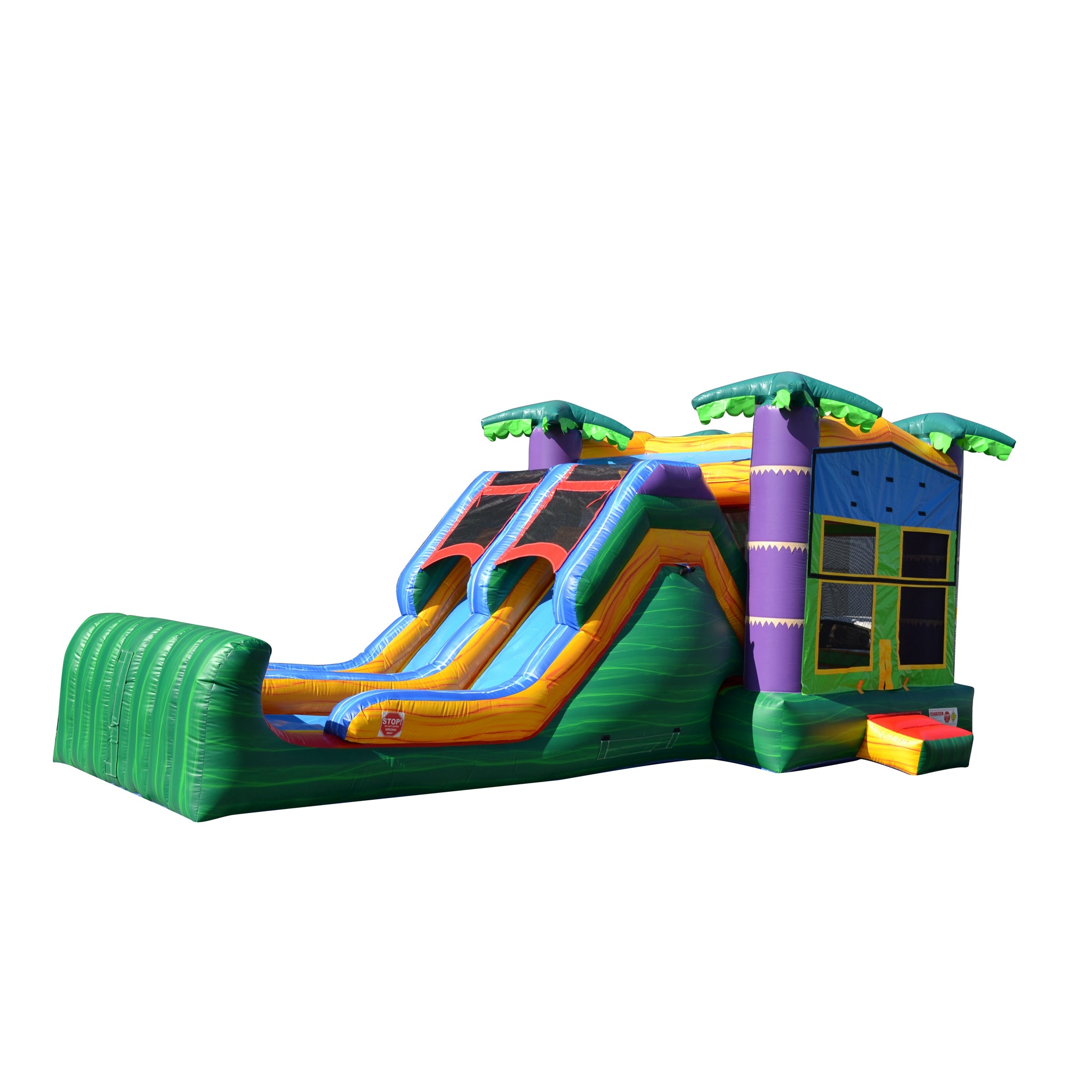 Tropical Combo Splash Bounce House Wet Dry Blow Up Slip And Slide Jungle Jump Inflatables